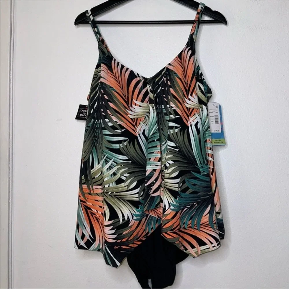 Swim Solutions Plus Size Tummy-Control
Handkerchief One-Piece Fauxkini Swimsuit - Picture 6 of 11
